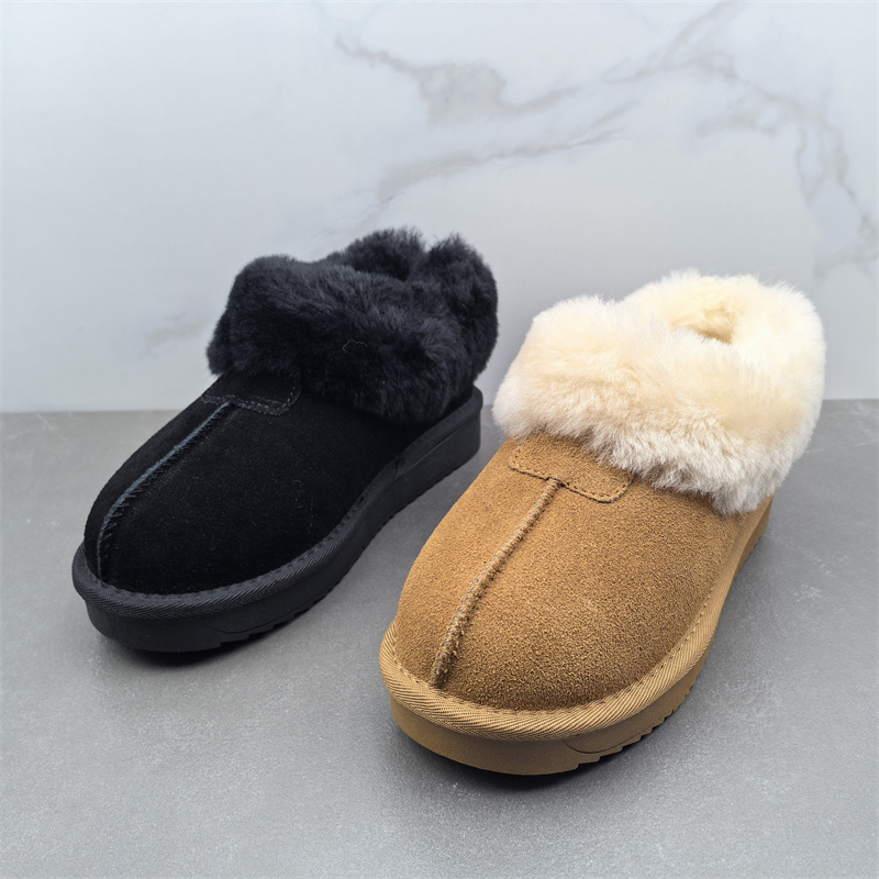 圆头平底加绒羊毛口雪地靴