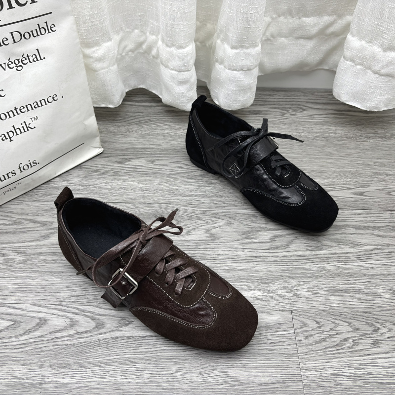 小皮鞋方头低跟舒适时尚女单鞋