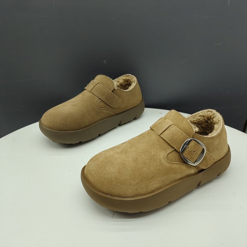 品牌撤柜真皮女鞋2024新款冬季牛反绒平底鞋圆头软底加厚保暖棉鞋,女鞋,浅口单鞋,淘宝优惠券,粉丝福利购,淘宝优惠卷