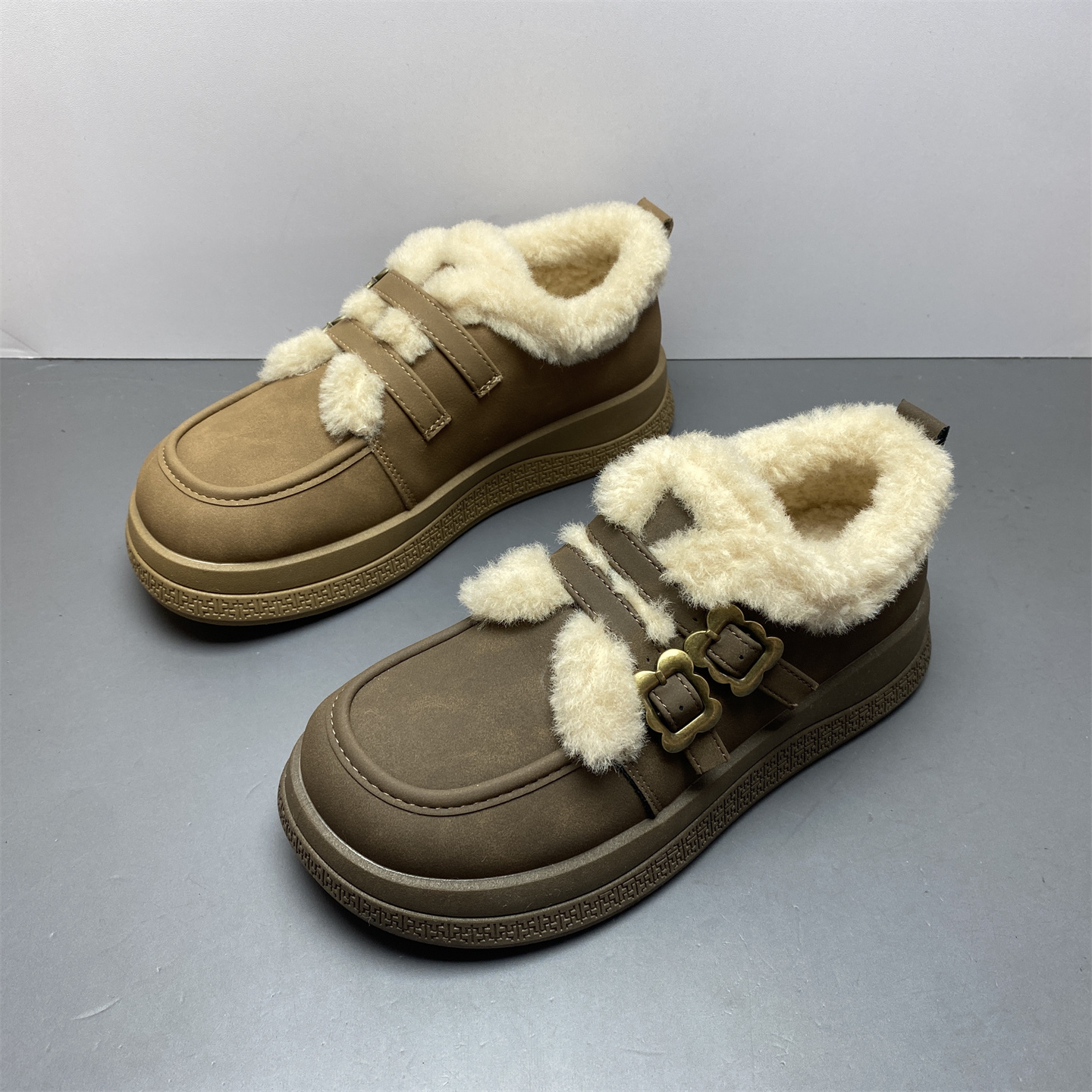 圆头平底软底加厚保暖女单鞋