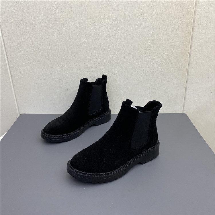 磨砂皮低跟防滑加绒切尔西靴