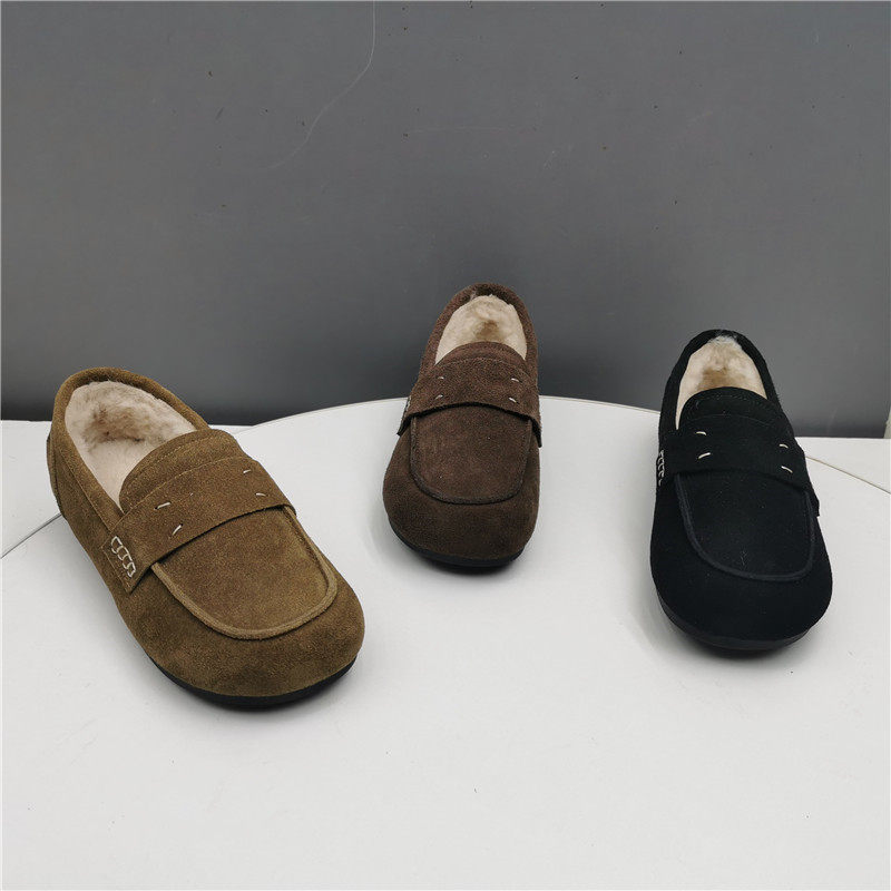 真皮撤柜断码女鞋2024年新款秋冬磨砂皮圆头平底软底羊毛乐福鞋女,女鞋,乐福鞋（豆豆鞋）,淘宝优惠券,粉丝福利购,淘宝优惠卷