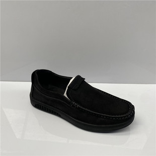 工厂断码男鞋真皮秋季新款头层牛皮方头中口软底舒适休闲懒人皮鞋