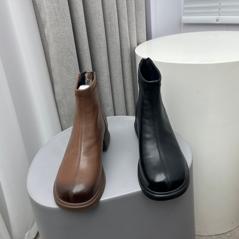 短靴圆头中跟百搭切尔西靴女
