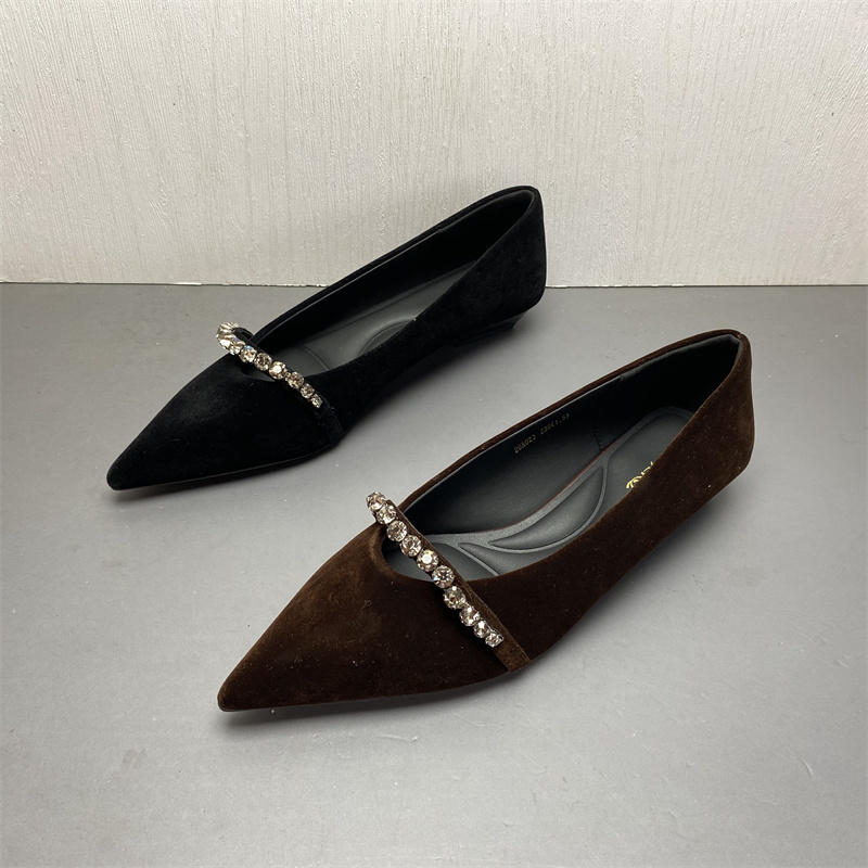 低跟粗跟水钻平底鞋气质单鞋女