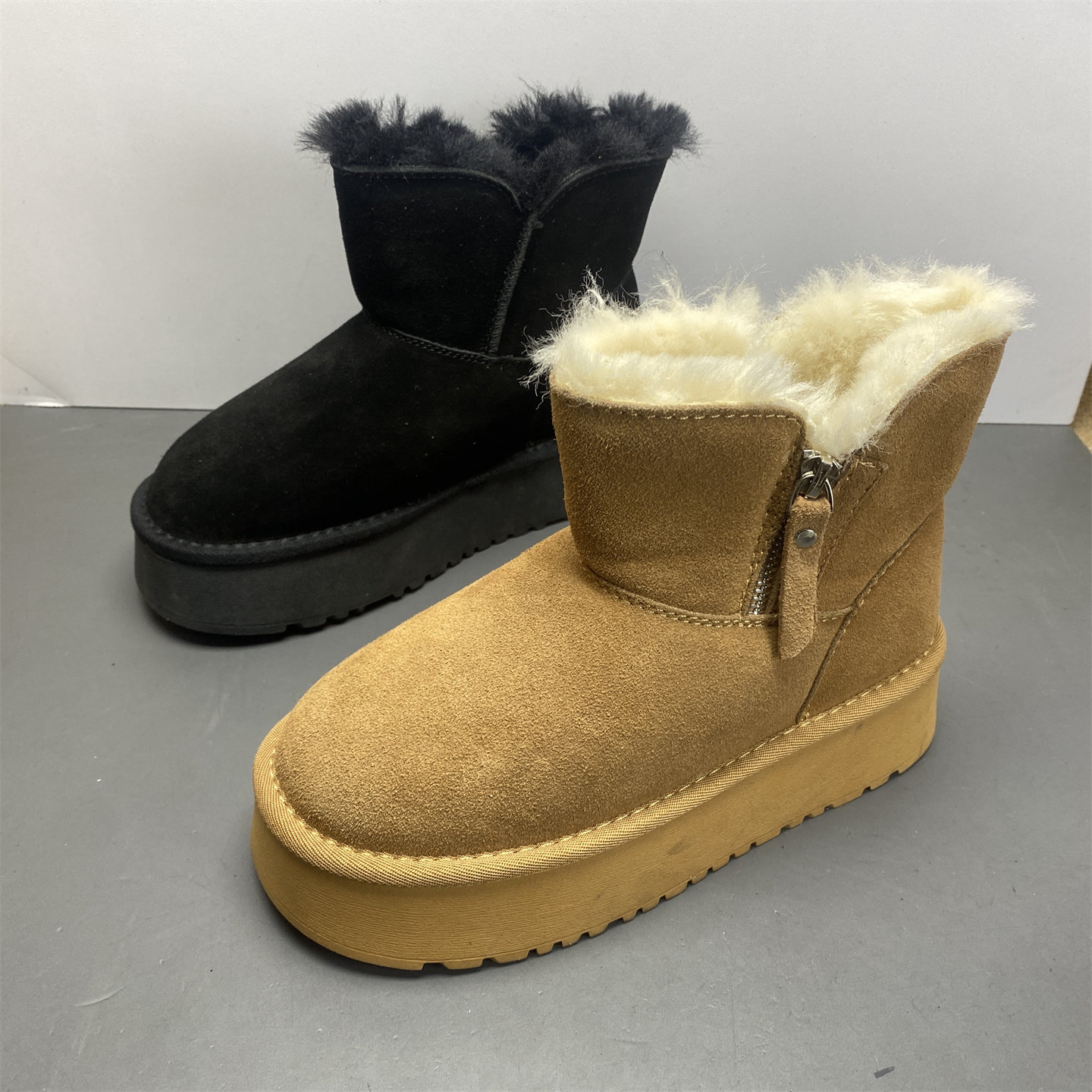 品牌断码真皮靴子女2025新款冬款牛反绒加厚保暖圆头厚底雪地靴女,女鞋,时尚雪地靴,淘宝优惠券,粉丝福利购,淘宝优惠卷