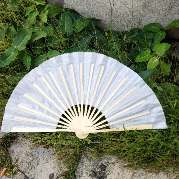 包邮8-10寸单面儿童功夫舞蹈纸扇书生扇子双面绢布竹骨白色折扇