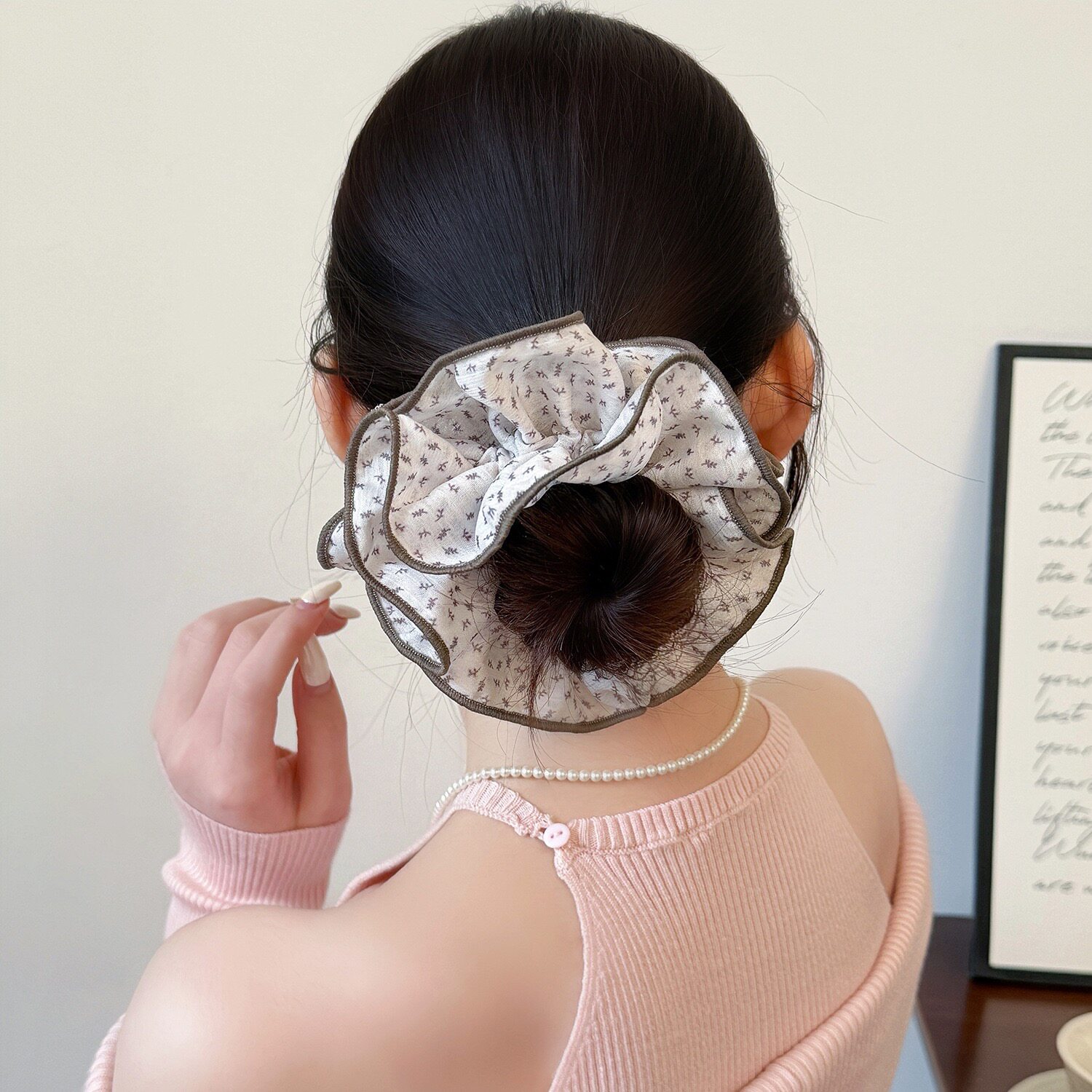 韩系波点蕾丝锁边大肠发圈女发绳ins风丸子头发饰头花慵懒感皮筋