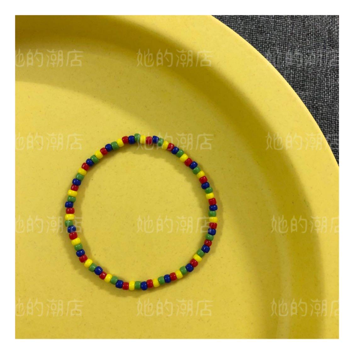 手工串珠TorThanapob同款彩虹手链彩色泫雅风珠子手链