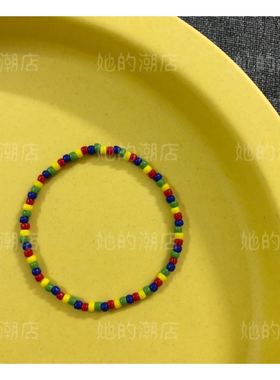 手工串珠彩虹手链泫雅风