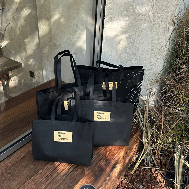 黑色无纺布手提袋环保袋定制logo服装店购物袋礼品袋定做
