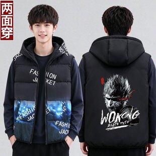 两面穿秋冬季棉马甲男2026韩版潮流青少年初小学生棉坎肩马夹外套