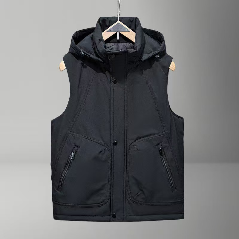 可拆卸帽秋冬款一体棉马甲男潮流加厚保暖坎肩青少年学生马夹背心