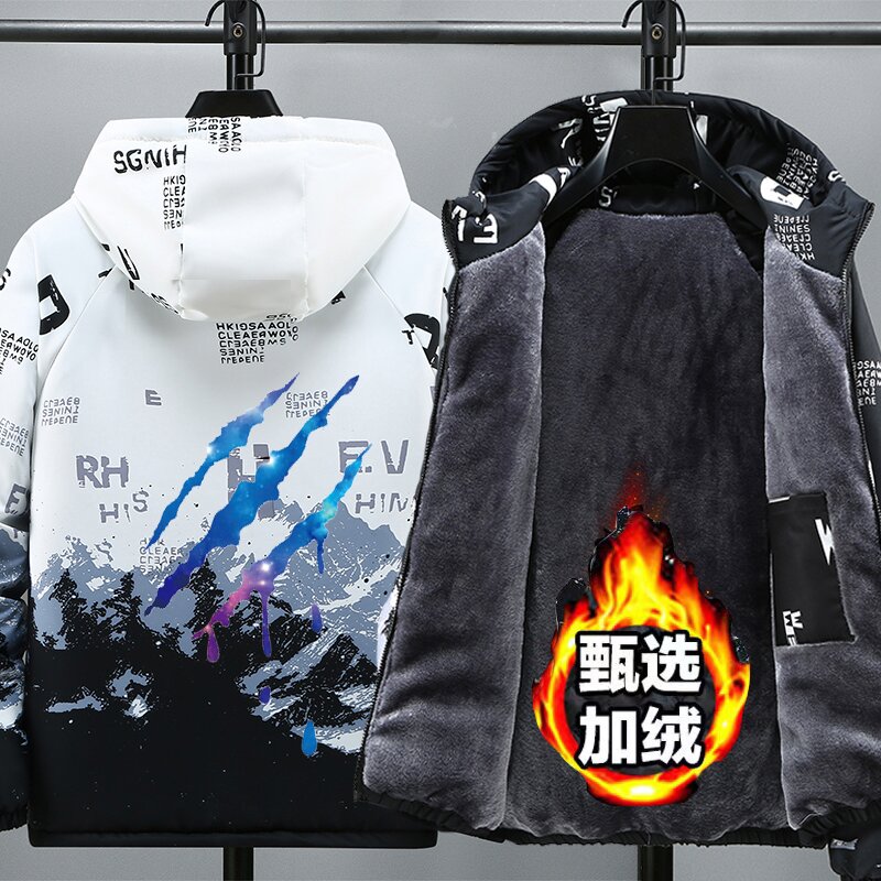青少年冬季加绒加厚潮牌外套男棉棉衣