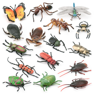 2025新款 跨境仿真野生昆虫动物模型蝴蝶蜘蛛甲虫蚂蚁蜻蜓蟑螂天牛