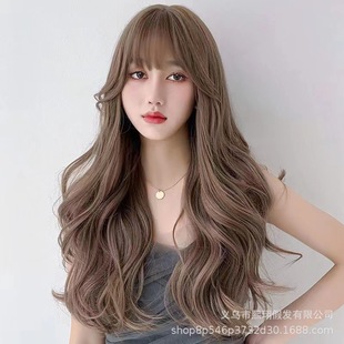 2025新款 长卷发大波浪中分自然整顶化纤全头套 厂家直销假发女新款