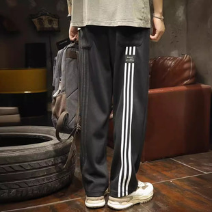 垂感运动裤 2025新款 男宽松潮牌大码 条纹直筒卫裤 春秋男生休闲 夏季