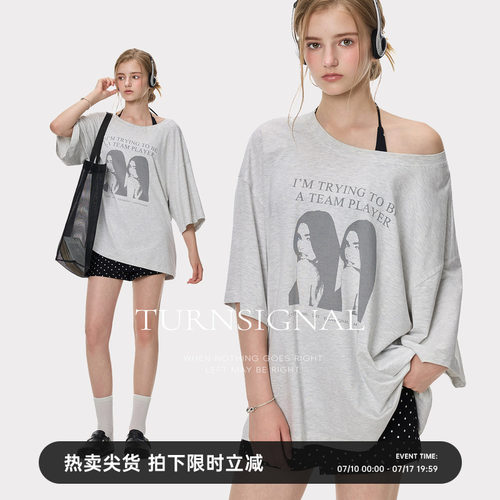 TurnSignal落肩印花短袖T恤女