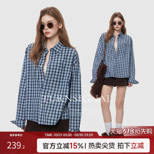 TurnSignal时尚格子衬衫外套女