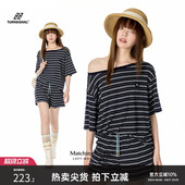 短裤 时尚 套装 2026新款 休闲宽松两件套夏 女夏季 TurnSignal斜肩短袖