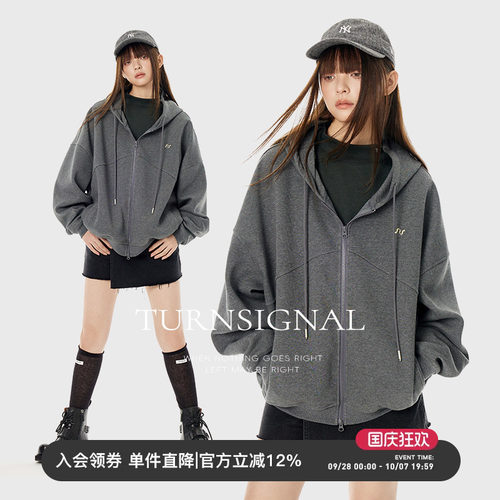 TurnSignal开衫连帽卫衣外套女