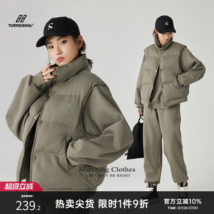 Turn 加厚休閑棉服背心外套冬季 Signal潮牌棉馬甲女秋冬2024新款