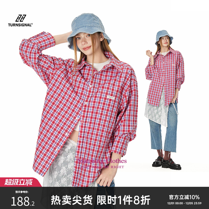 TurnSignal潮牌格子衬衫外套女