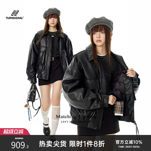 2024新款 TurnSignal潮牌皮衣羽绒服女冬季 休闲宽松羽绒外套秋冬