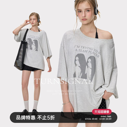TurnSignal落肩印花短袖T恤女