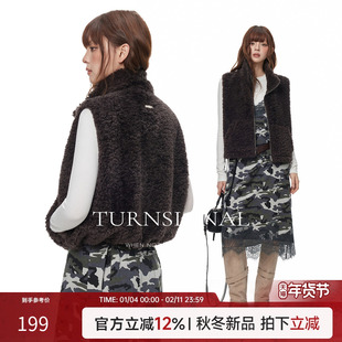 TurnSignal立领仿羊羔毛马甲女秋冬休闲宽松保暖叠穿绒背心外穿