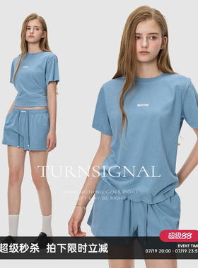 Turn Signal时尚韩系短袖T恤短裤套装女夏季新款休闲运动两件套