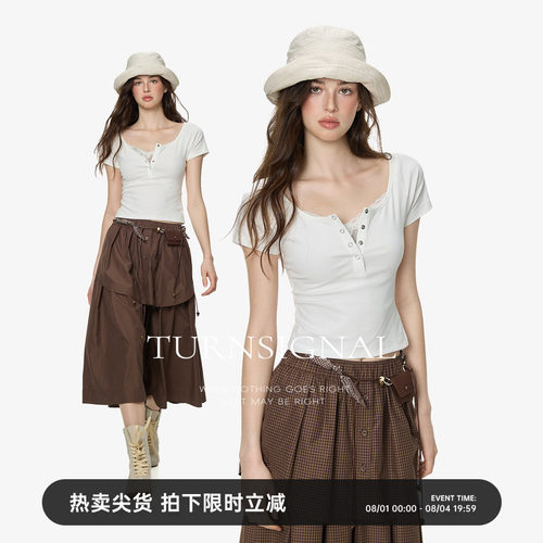 TurnSignal假两件短袖T恤女