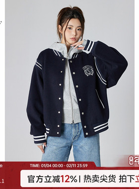 Turn Signal潮牌棒球服外套女2025新款美式学院风休闲运动夹克