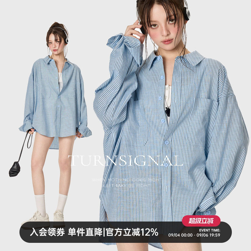 TurnSignal潮牌条纹衬衫女图片