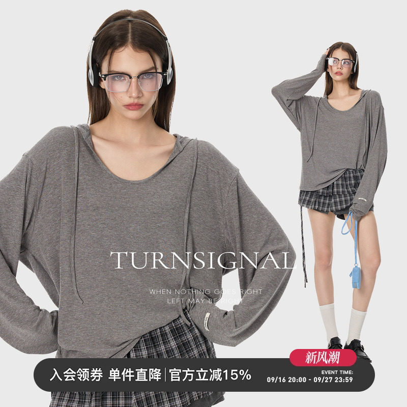 TurnSignal潮牌连帽长袖T恤女图片