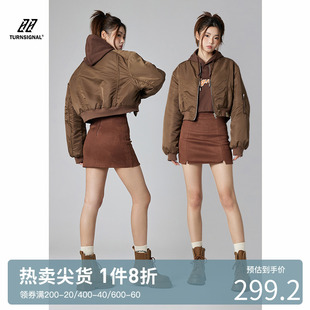 Turn Signal短款棒球服棉服外套女2024新款美式运动夹克棉衣秋冬