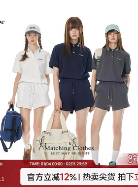 Turn Signal潮牌休闲运动套装女夏季2025新款POLO短袖短裤两件套