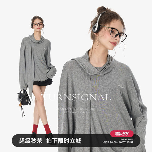 TurnSignal飘带领长袖t恤女