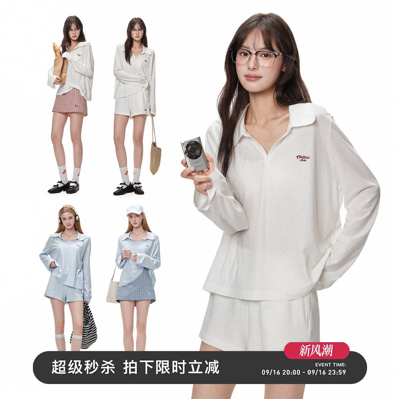 TurnSignal长袖POLO衫短裤套装女图片