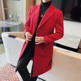DY1009-P245呢子大衣男士冬季新款长款双排扣大衣纯色外套，男装毛呢大衣，电商B333
