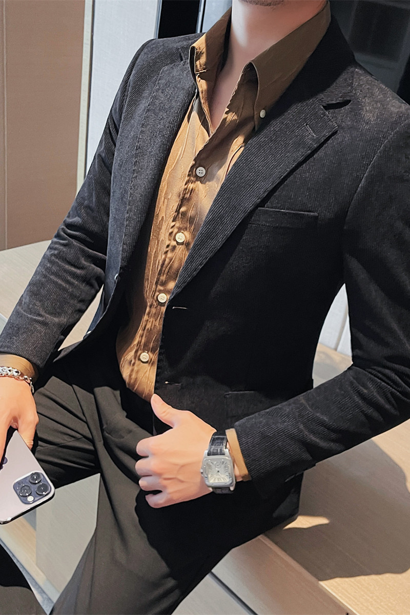 23581-P155灯芯绒小西装外套男士修身潮流休闲帅气西服,男装西服套装,电商B333
