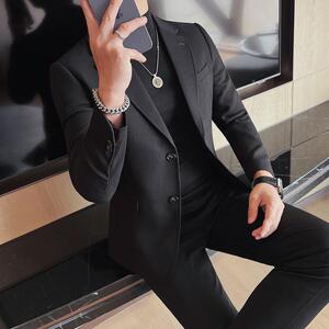 23657-P158 单排扣条纹西装男士秋冬新款纯色休闲西服 单西图片