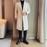 DY1009-P245呢子大衣男士冬季新款长款双排扣大衣纯色外套，男装毛呢大衣，电商B333