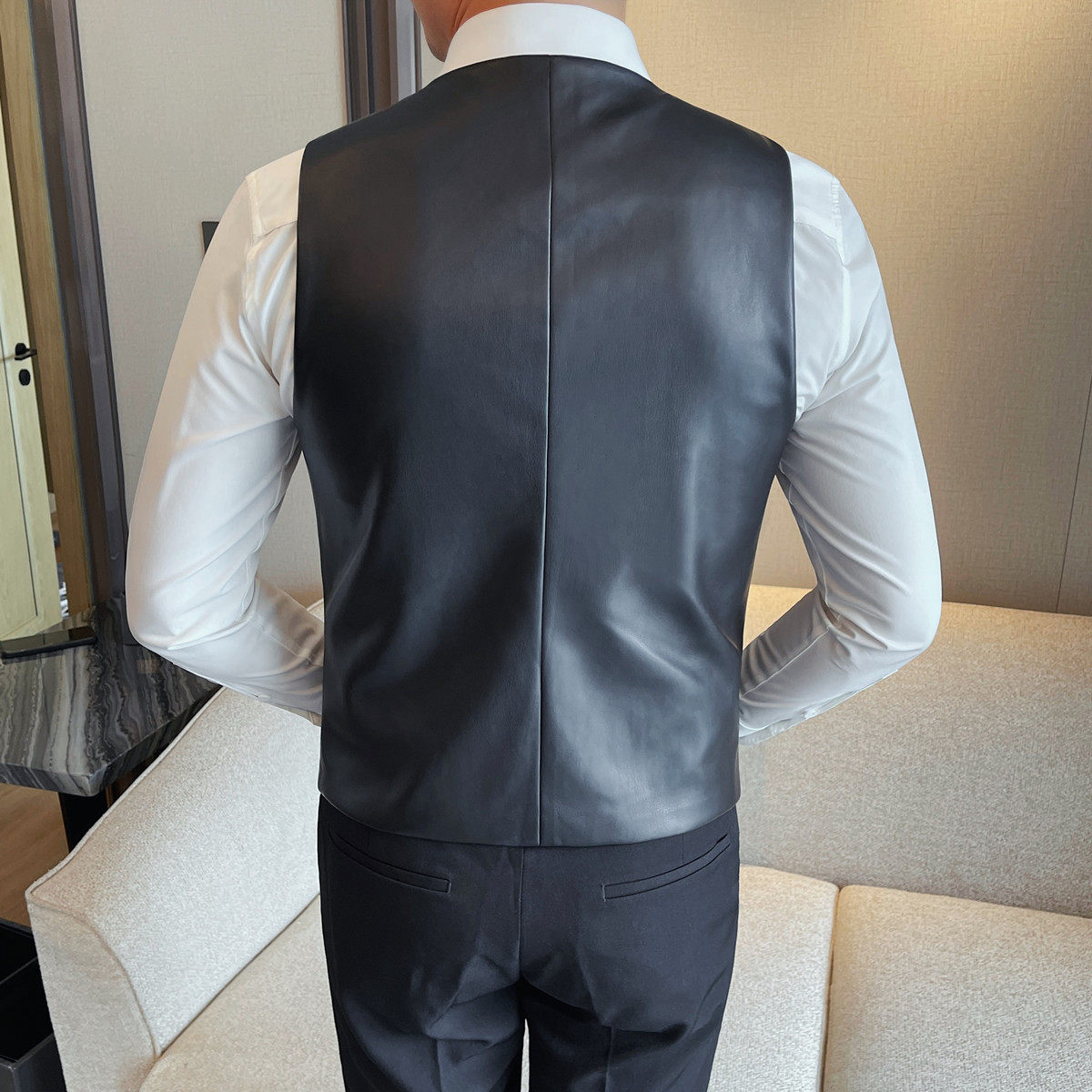 MJ5301-P68男士马甲背心新款修身弹力无袖坎肩背心皮马甲,男装背心/马甲,电商B333