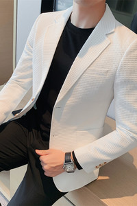 X23517-P140 华夫格西装外套男士秋冬新款单排两粒扣西服图片