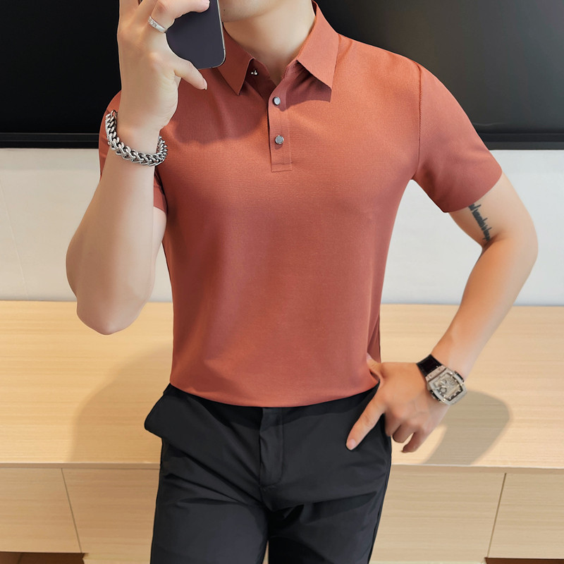 8215-P58 88 短袖POLO衫男士夏季新款修身纯色百搭休闲体恤图片