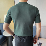 3763-P68镂空针织冰丝短袖体恤男士夏季拉链款POLO衫立领T恤，男装T恤，电商B333