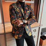 X1061-P148西装外套男士2025新款春秋小碎花韩版修身免烫小西服男，男装西服套装，电商B333