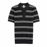 3756-P65条纹针织冰丝短袖POLO衫男士夏季拉链款翻领体恤，男装Polo衫，电商B333