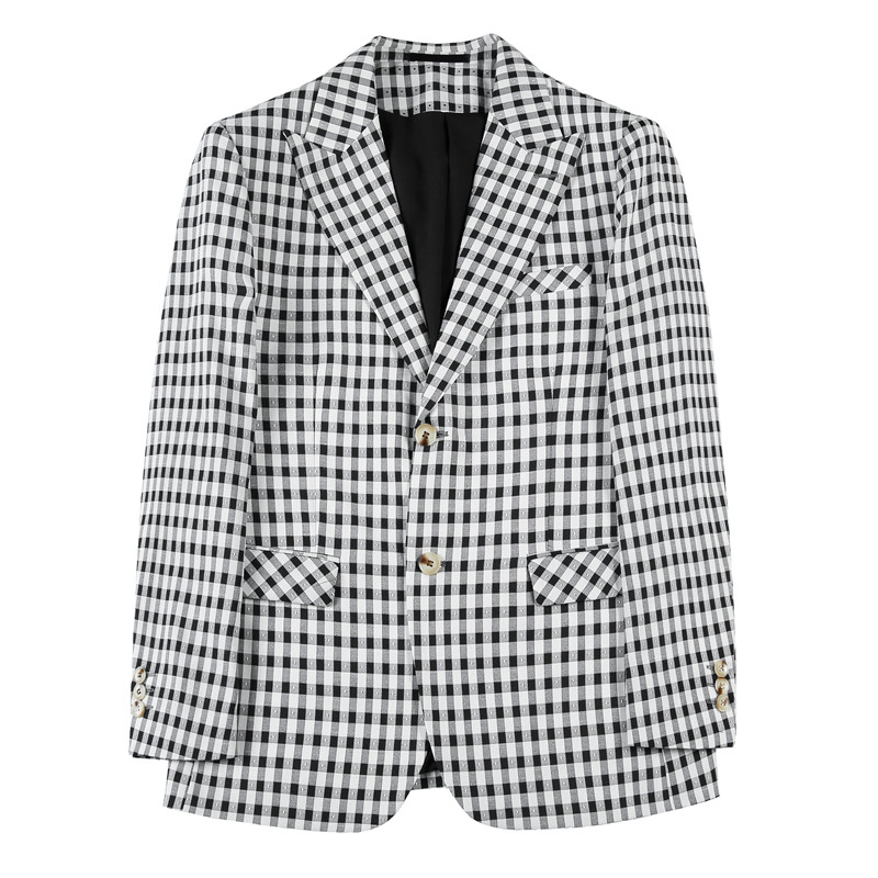 23585-P155西服外套男士格子小西装长袖上衣潮流时尚休闲单排扣,男装西服套装,电商B333